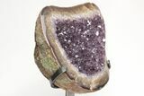 Sparkly, Amethyst Geode With Polished Rind on Metal Stand #209168-2